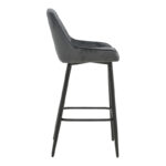 Bar stool Deppy velvet dark grey- black metal 43x54x102cm - Image 3