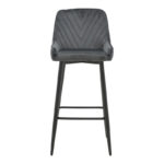 Bar stool Deppy velvet dark grey- black metal 43x54x102cm - Image 4