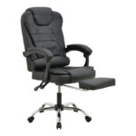 Director's office chair with footrest and massage mechanism Volter pu black 62x70x110cm - Image 3