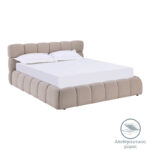 Bed Jeby beige fabric with storage space 160x200cm - Image 2