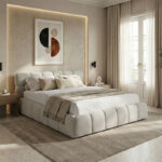 Bed Jeby cream fabric with storage space 160x200cm - Image 2