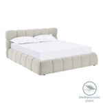 Bed Jeby cream fabric with storage space 160x200cm