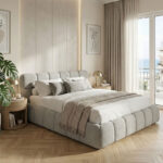 Bed Jeby grey fabric with storage space 160x200cm - Image 2