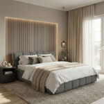 Bed Jeby dark grey fabric with storage space 160x200cm - Image 2