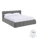 Bed Jeby dark grey fabric with storage space 160x200cm