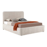 Double bed Zilin beige bouble fabric With storage space 160x200cm - Image 2