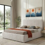 Double bed Zilin beige bouble fabric With storage space 160x200cm