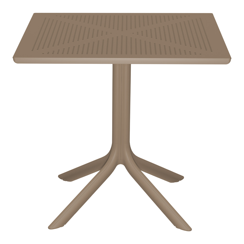 326-000060 Groovy perforated pp table cappuccino 80x80x74cm - Image 1