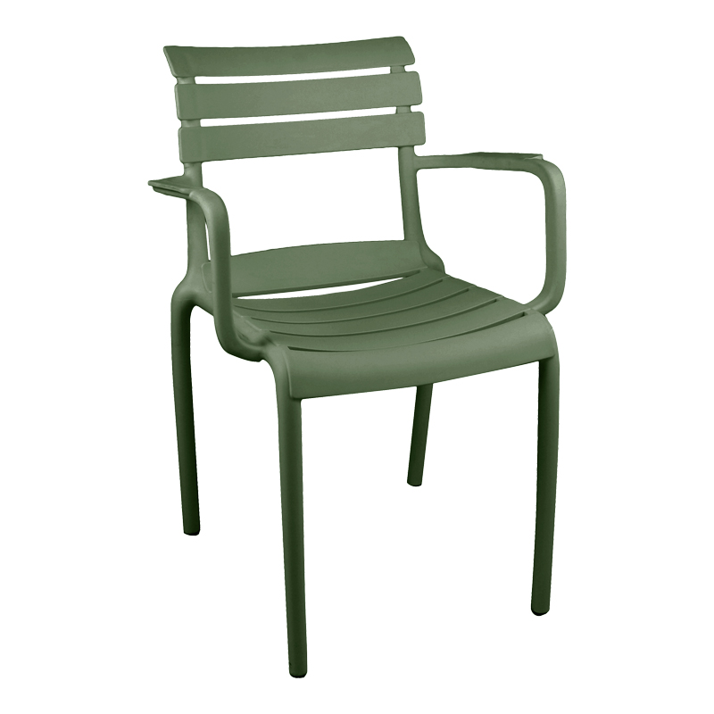 326-000067 Stackable armchair Almea pp olive green 58x56x82cm - Image 1