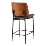 Bar-stool Kathy walnut wood grey fabric 48.5x52.5x96cm - Image 2