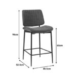 Bar-stool Kathy walnut wood grey fabric 48.5x52.5x96cm - Image 6