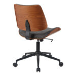 Work desk chair Amani walnut wood with grey fabric 52x54x90.5cm - Image 2