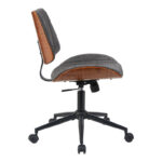 Work desk chair Amani walnut wood with grey fabric 52x54x90.5cm - Image 3