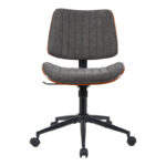 Work desk chair Amani walnut wood with grey fabric 52x54x90.5cm - Image 4
