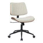 Work desk chair Amani walnut wood with beige fabric 52x54x90.5cm
