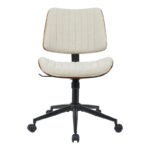 Work desk chair Amani walnut wood with beige fabric 52x54x90.5cm - Image 4