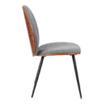Chair Nerezy walnut wood with grey fabric 57.5x48x88cm - Image 3