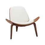 Armchair Vilma PU beige- walnut plywood 90x76.5x74.5cm