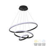 Ceiling lamp Rings led metal in black shade D60x100cm