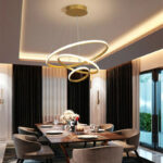 Ceiling lamp Rings led metal in gold shade D60x100cm - Image 2