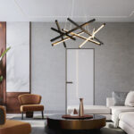 Luminis led metal ceiling light in black shade 85x85x40cm - Image 2