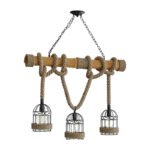 Woodie ceiling lamp metal-Wood-Rope in natural shade 80x20x80cm