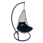 Nest swing with Soleil base black metal- natural pe rattan with black cushion 120x95x195cm