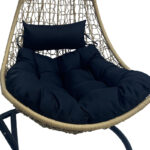 Nest swing with Soleil base black metal- natural pe rattan with black cushion 120x95x195cm - Image 3