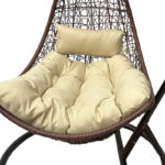Nest swing with Soleil base brown metal- brown pe rattan with beige cushion 120x95x195cm - Image 3
