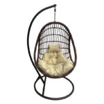 Nest swing with base Cungo metal brown- pe rattan brown with beige cushion 125x105x195cm