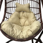 Nest swing with base Cungo metal brown- pe rattan brown with beige cushion 125x105x195cm - Image 3