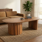 Coffee table Flute solid mango wood walnut 130x65x40cm