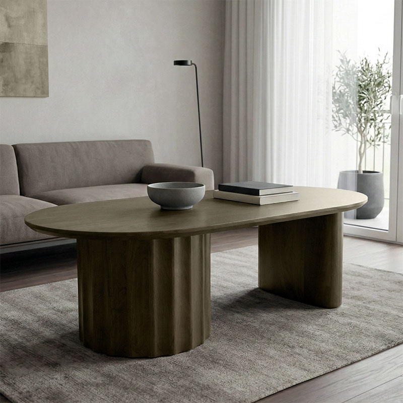 372-000030 Coffee table Flute solid mango wood wenge 130x65x40cm - Слика 1