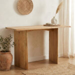 Mende console solid acacia wood in natural shade 110x50x76cm
