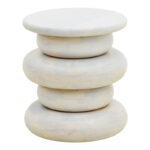 Side table Circena solid mango wood white D40x45cm - Image 2