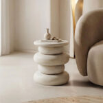 Side table Circena solid mango wood white D40x45cm