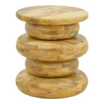 Side table Circena solid mango wood in natural color D40x45cm - Image 2