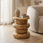Side table Circena solid mango wood in natural color D40x45cm