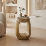 Side table Lenora solid mango wood in natural color D33x45cm