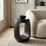 Side table Lenora solid mango wood black D33x45cm