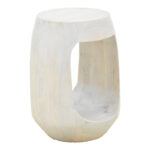 Side table Lenora solid mango wood white D33x45cm - Image 2