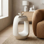 Side table Lenora solid mango wood white D33x45cm