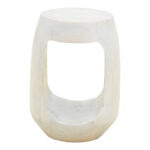 Side table Lenora solid mango wood white D33x45cm - Image 3