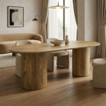 Dining table Flute solid mango wood in natural color 200x90x76cm - Image 2