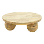 Coffee table Fedena solid mango wood in natural color D90x30cm - Image 2