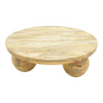 Coffee table Fedena solid mango wood in natural color D90x30cm - Image 3