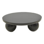 Coffee table Fedena solid mango wood black D90x30cm - Image 2