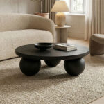 Coffee table Fedena solid mango wood black D90x30cm