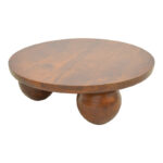 Coffee table Fedena solid mango wood walnut D90x30cm - Image 3