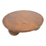 Coffee table Fedena solid mango wood walnut D90x30cm - Image 4